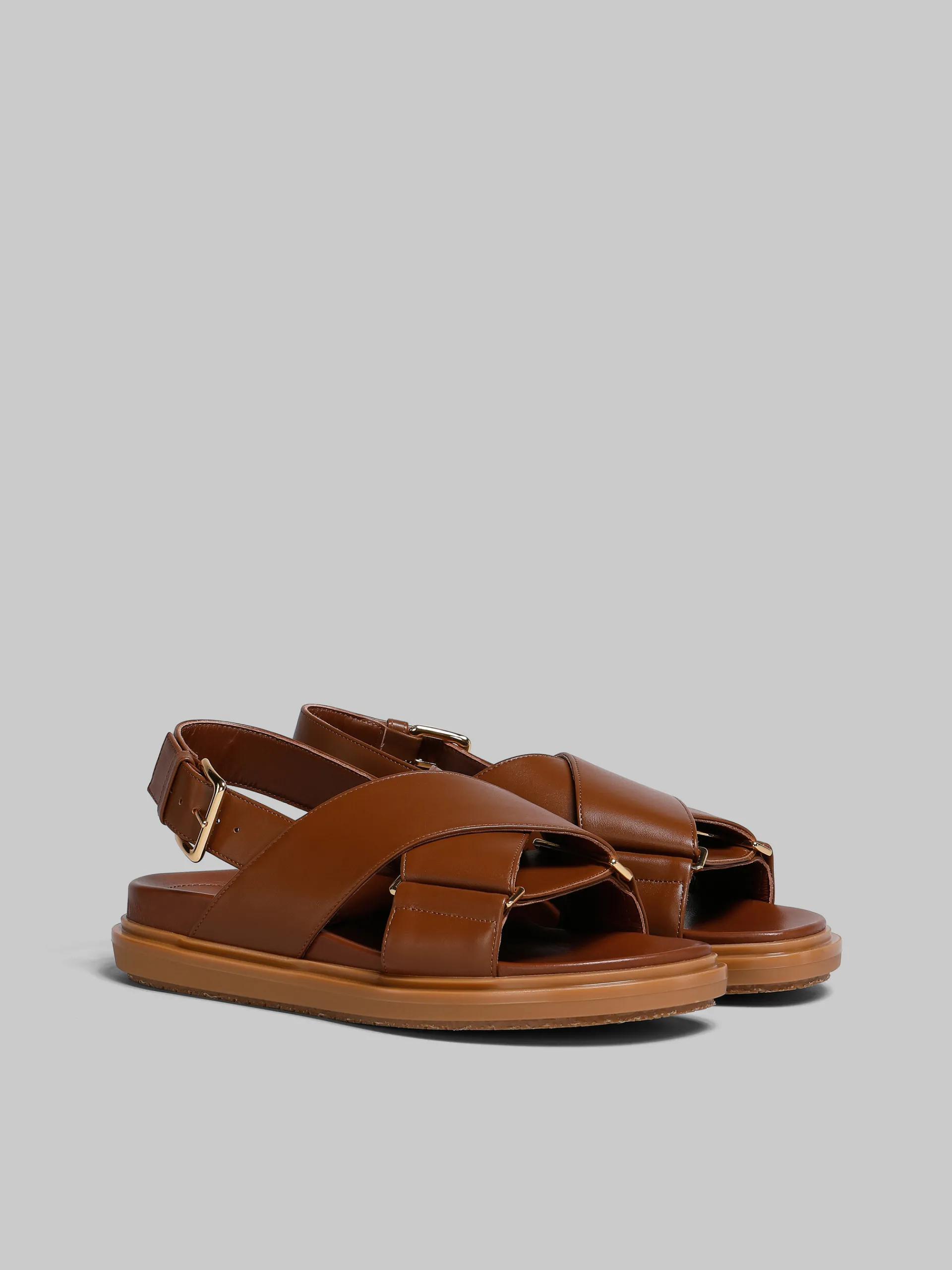 Slides & Sandals | Fussbett>Marni Brown Leather Fussbett GOLDBROWN