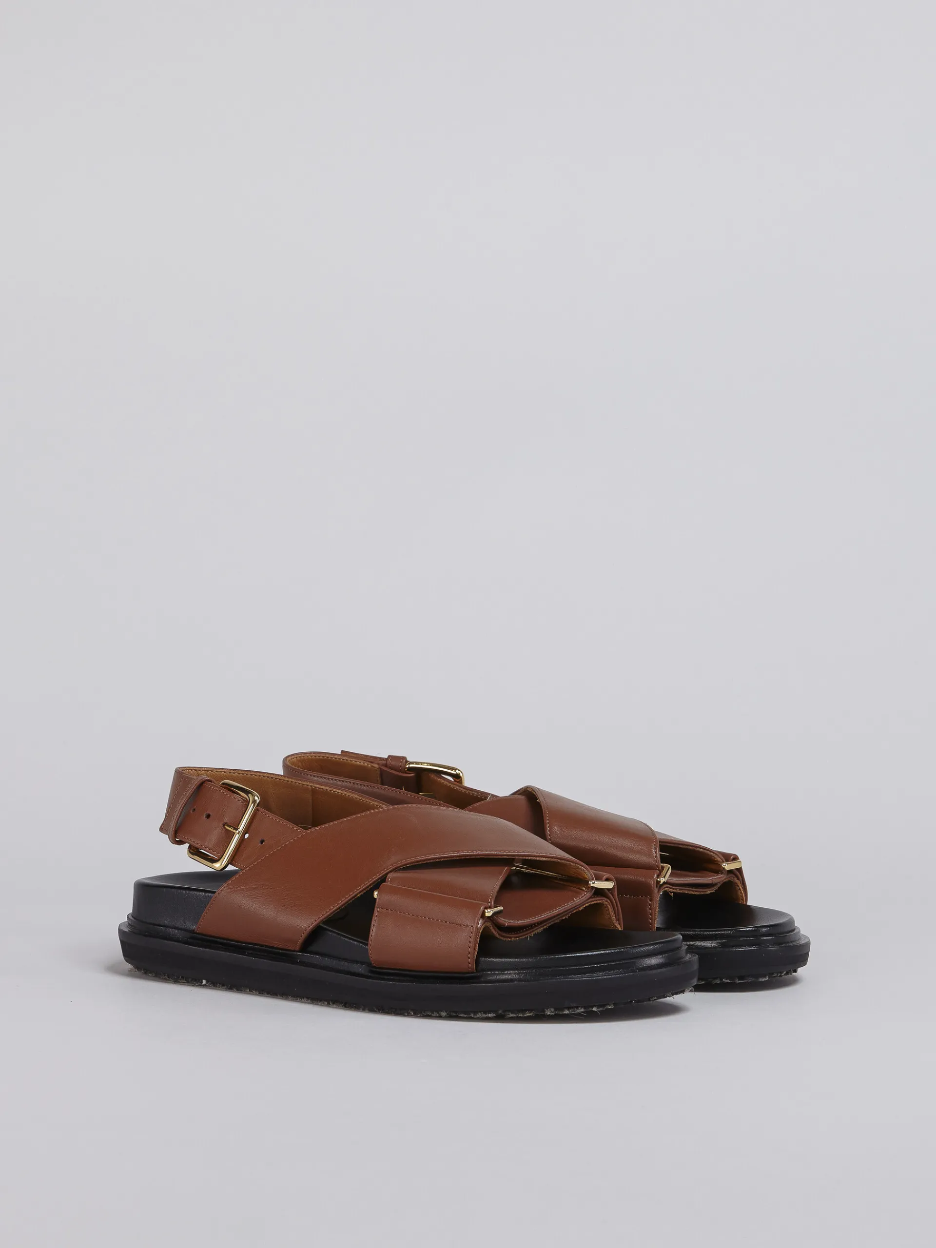 Slides & Sandals | Fussbett>Marni Brown Leather Fussbett MAROON