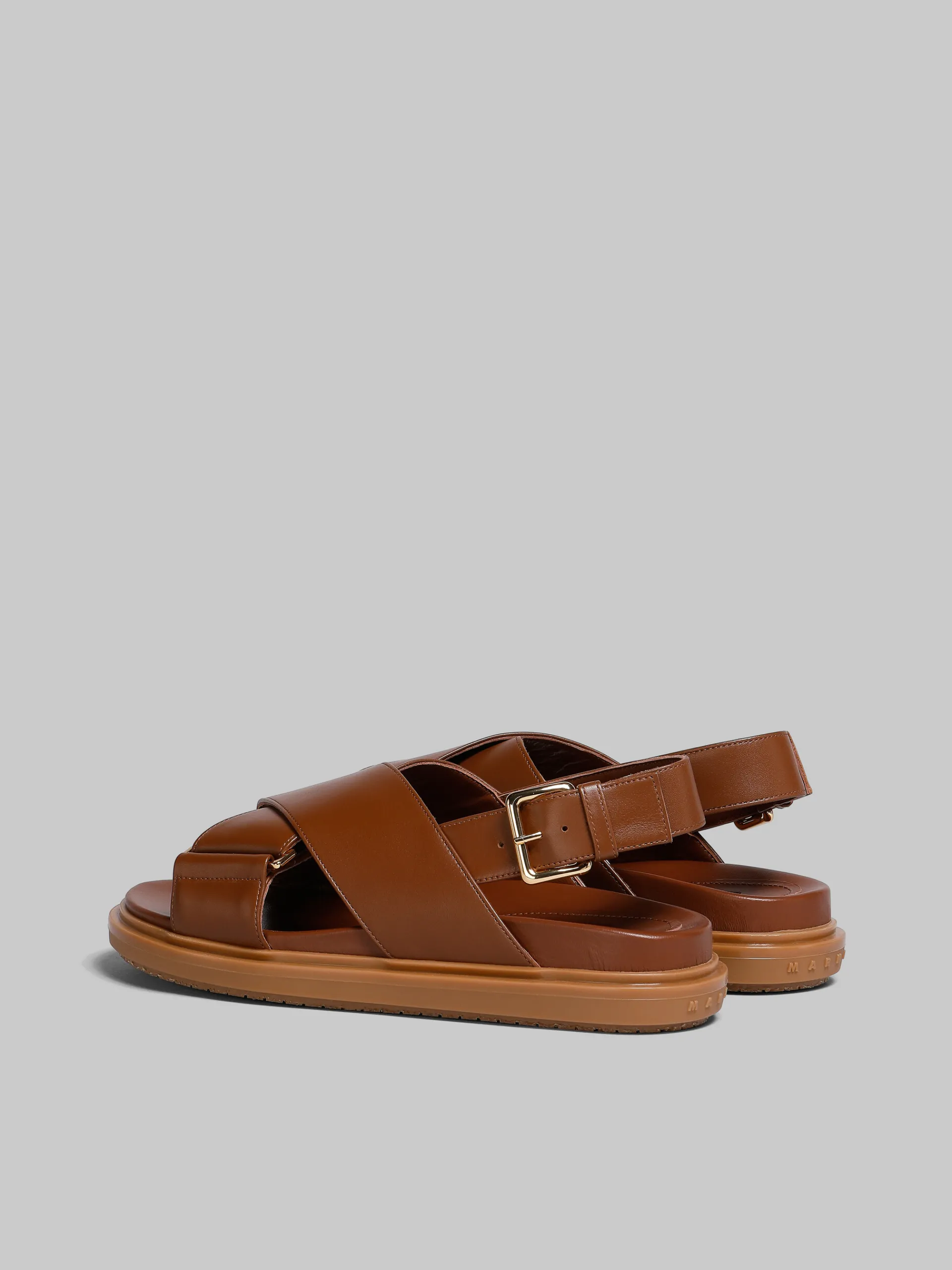 Slides & Sandals | Fussbett>Marni Brown Leather Fussbett GOLDBROWN