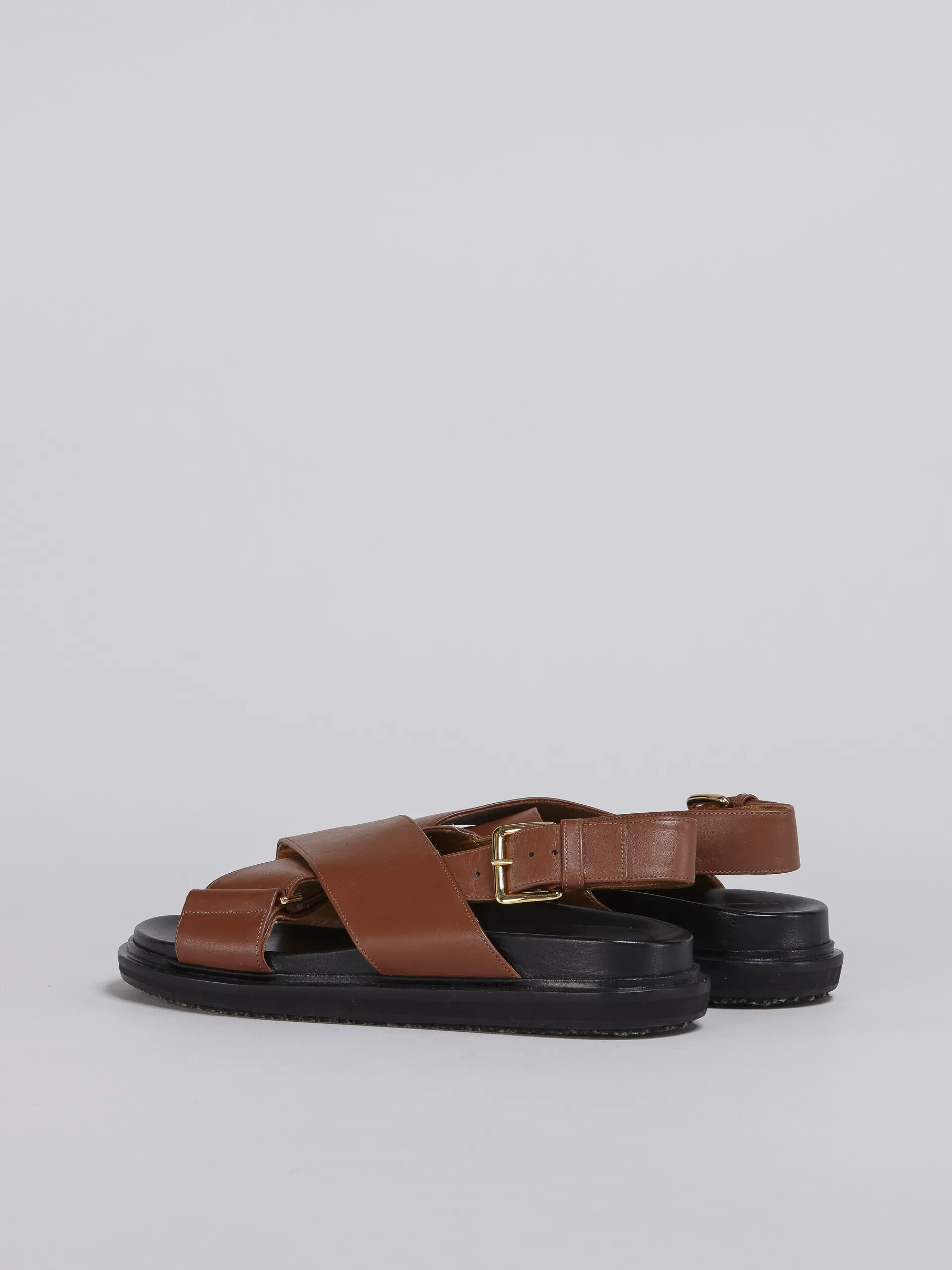 Slides & Sandals | Fussbett>Marni Brown Leather Fussbett MAROON