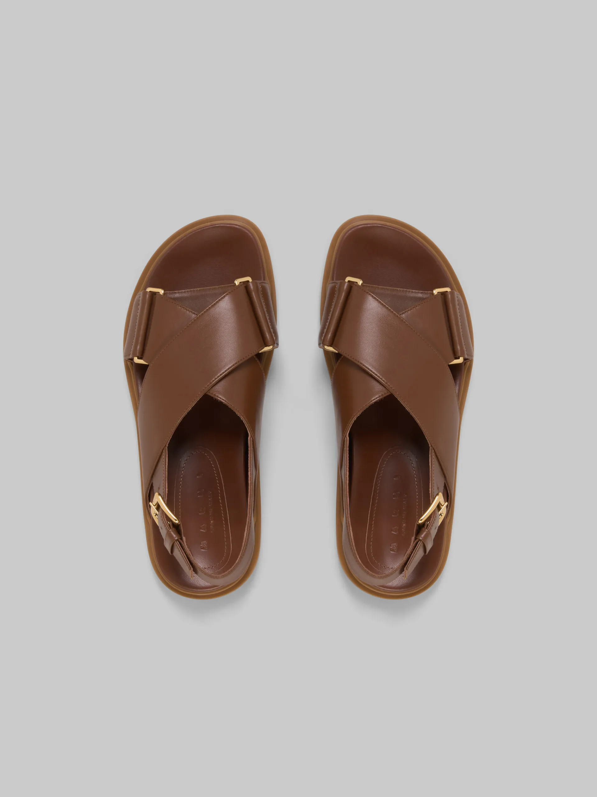 Slides & Sandals | Fussbett>Marni Brown Leather Fussbett GOLDBROWN