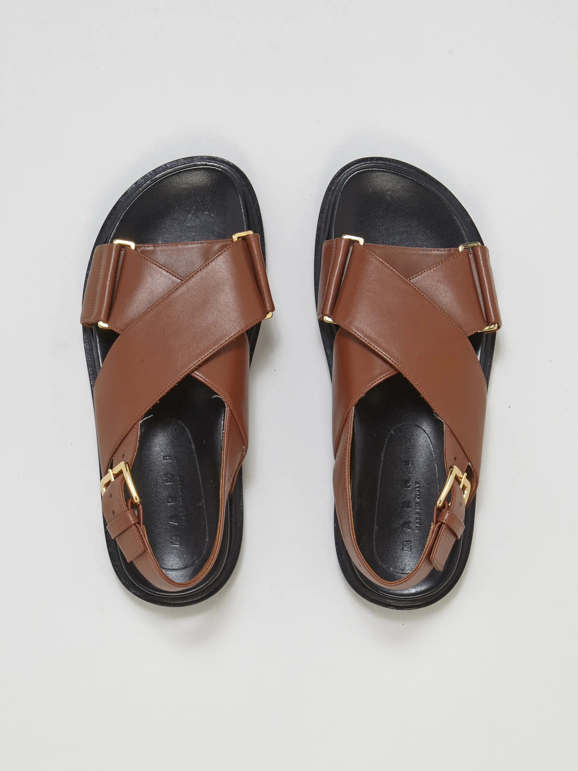 Slides & Sandals | Fussbett>Marni Brown Leather Fussbett MAROON