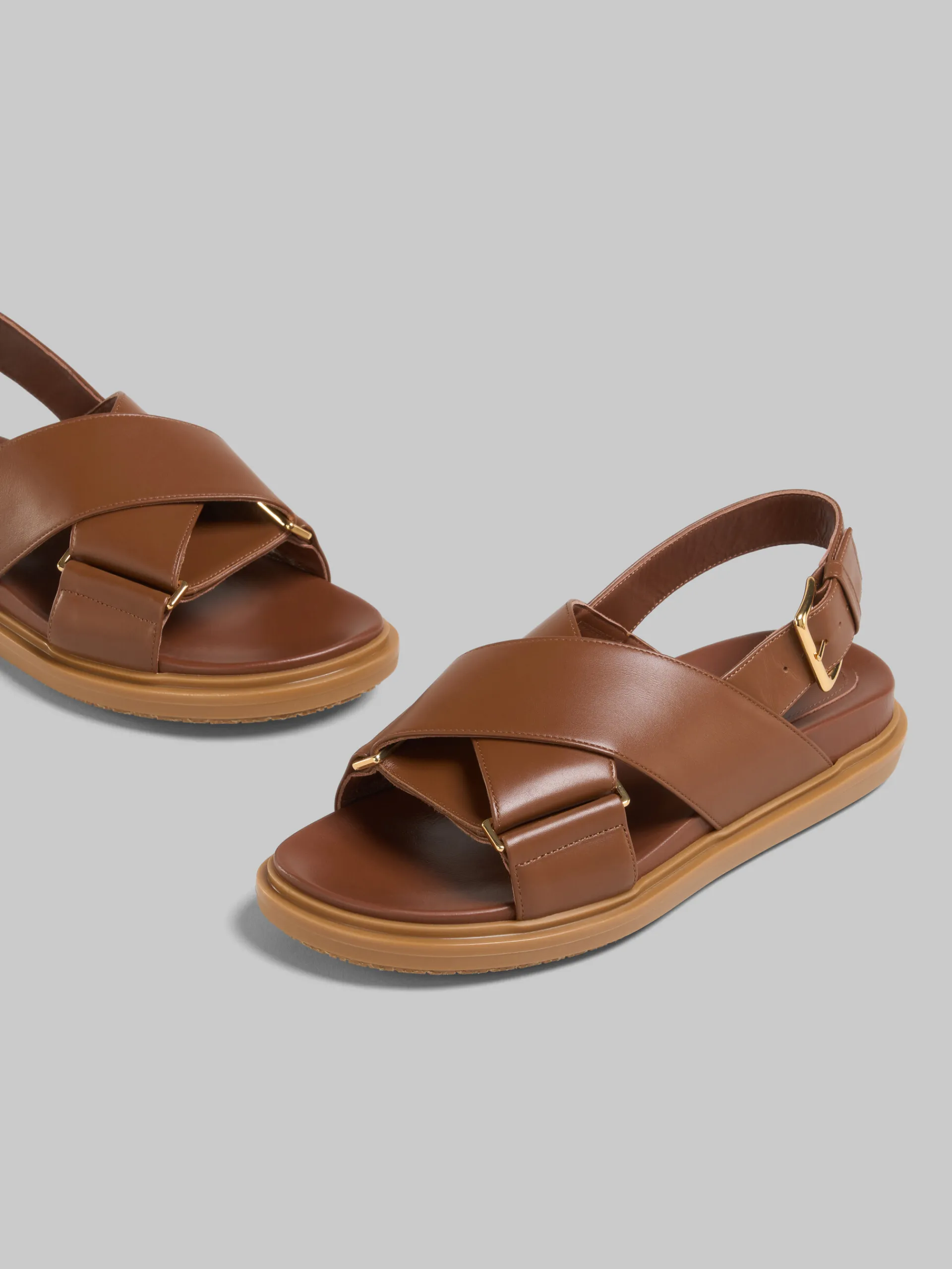 Slides & Sandals | Fussbett>Marni Brown Leather Fussbett GOLDBROWN