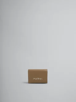 Wallets & Small Leather Goods>Marni Brown Leather Trifold Wallet With Mending CRETA