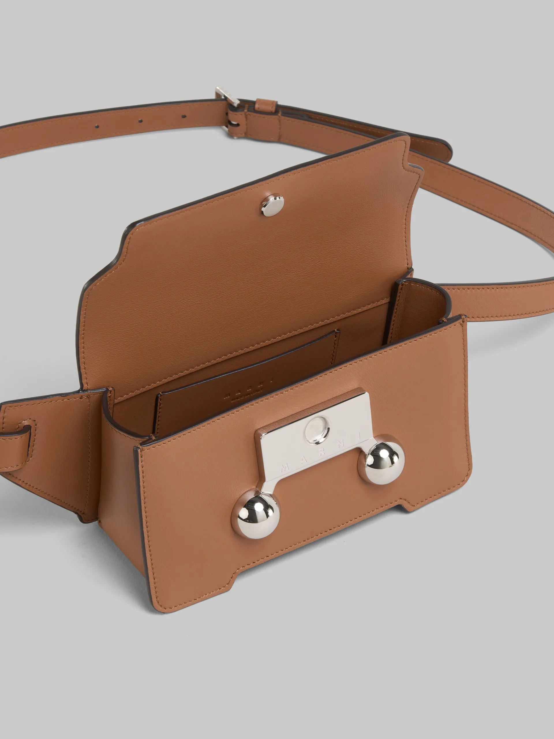 Belt Bags | Trunkaroo Bag>Marni Brown Leather Trunkaroo Crossbody Bag CINNAMON
