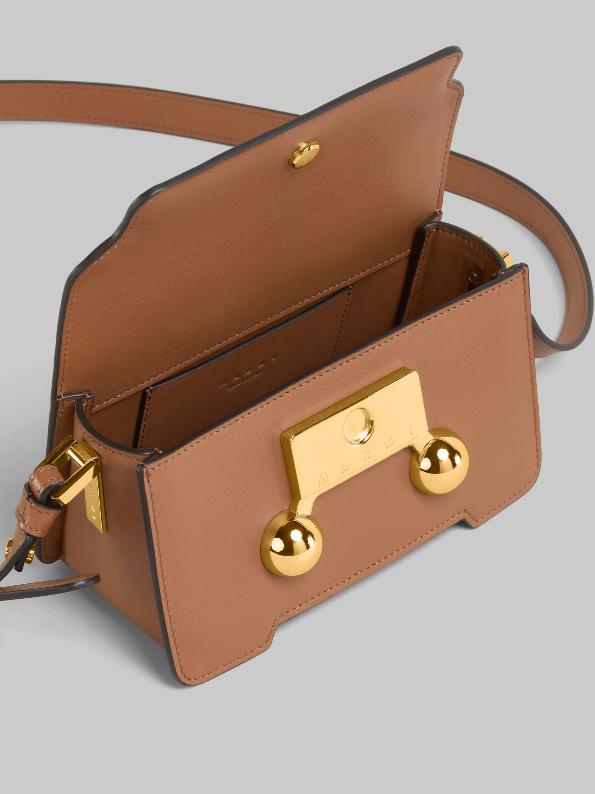 Trunkaroo Bag | Shoulder Bags>Marni Brown Leather Trunkaroo Mini Shoulder Bag CINNAMON