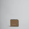 Wallets & Small Leather Goods>Marni Brown Leather Zip-around Wallet With Mending CRETA