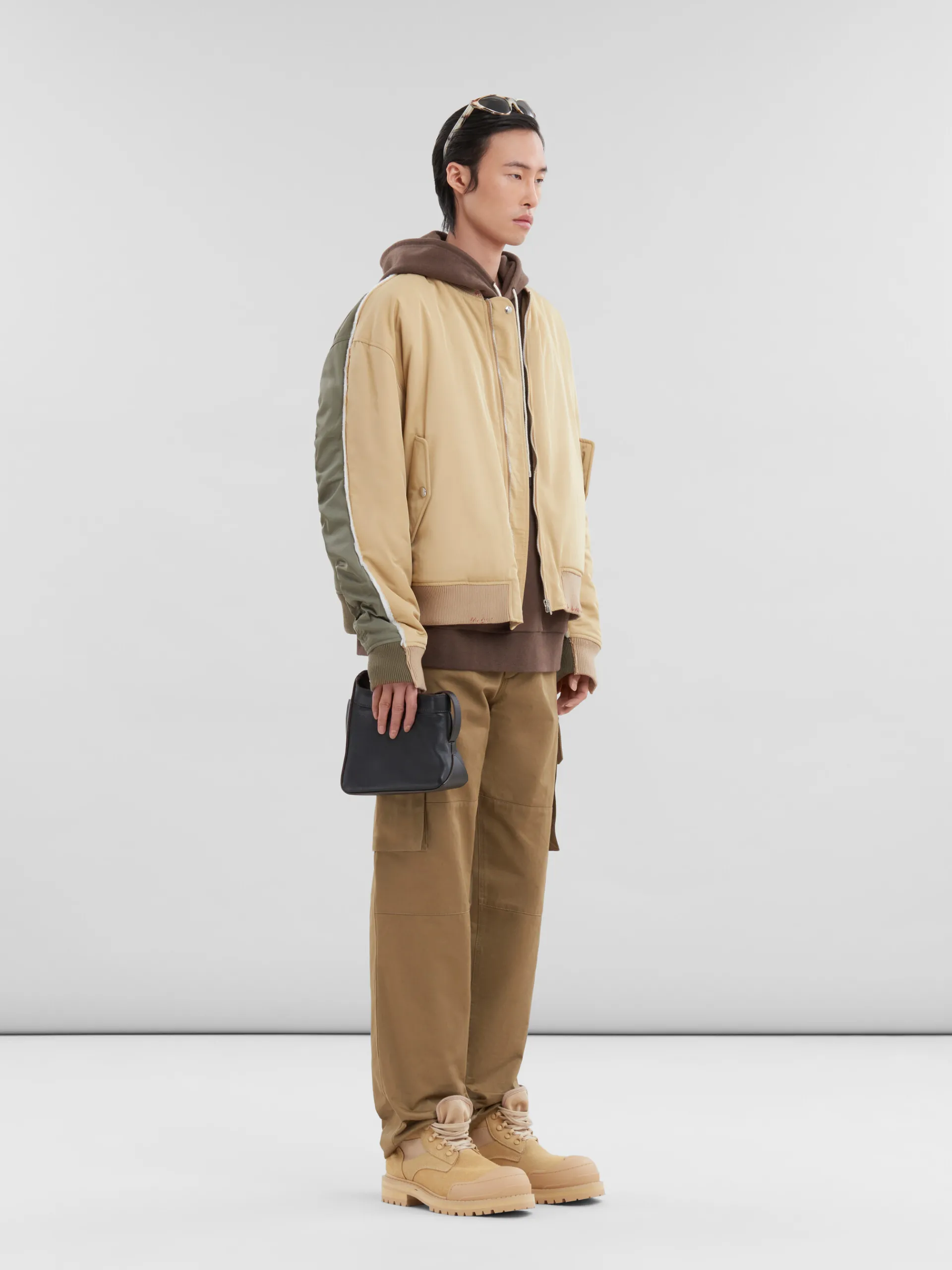 Sweatshirts>Marni Brown Melange Cotton Hoodie With Patch COFFEE