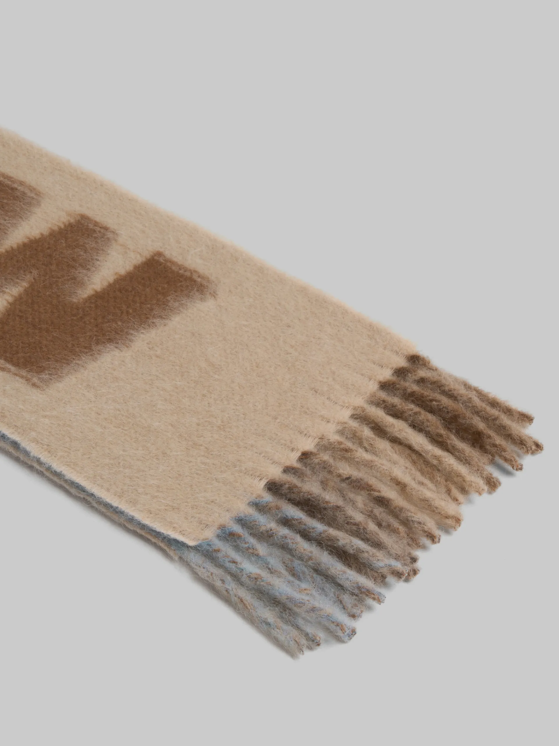 Scarves>Marni Brown Mohair And Wool Scarf With Maxi Logo NOMAD/BEIGE