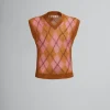 Knitwear>Marni Brown Mohair Argyle Vest With Floating Threads CAMELLIA