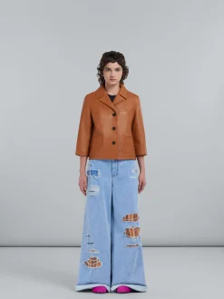 Coats & Jackets>Marni Brown Nappa Leather Jacket GOLDBROWN