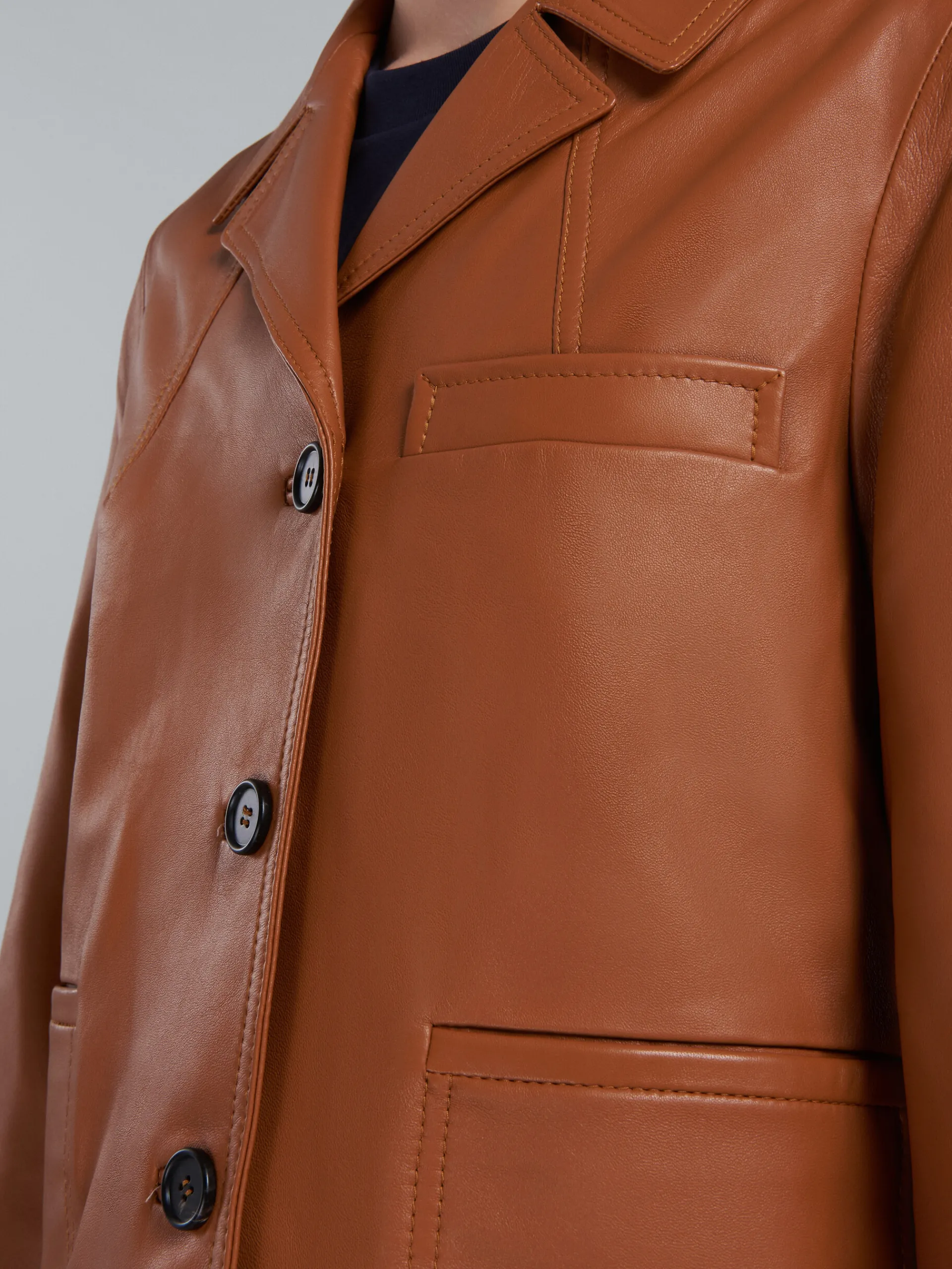 Coats & Jackets>Marni Brown Nappa Leather Jacket GOLDBROWN