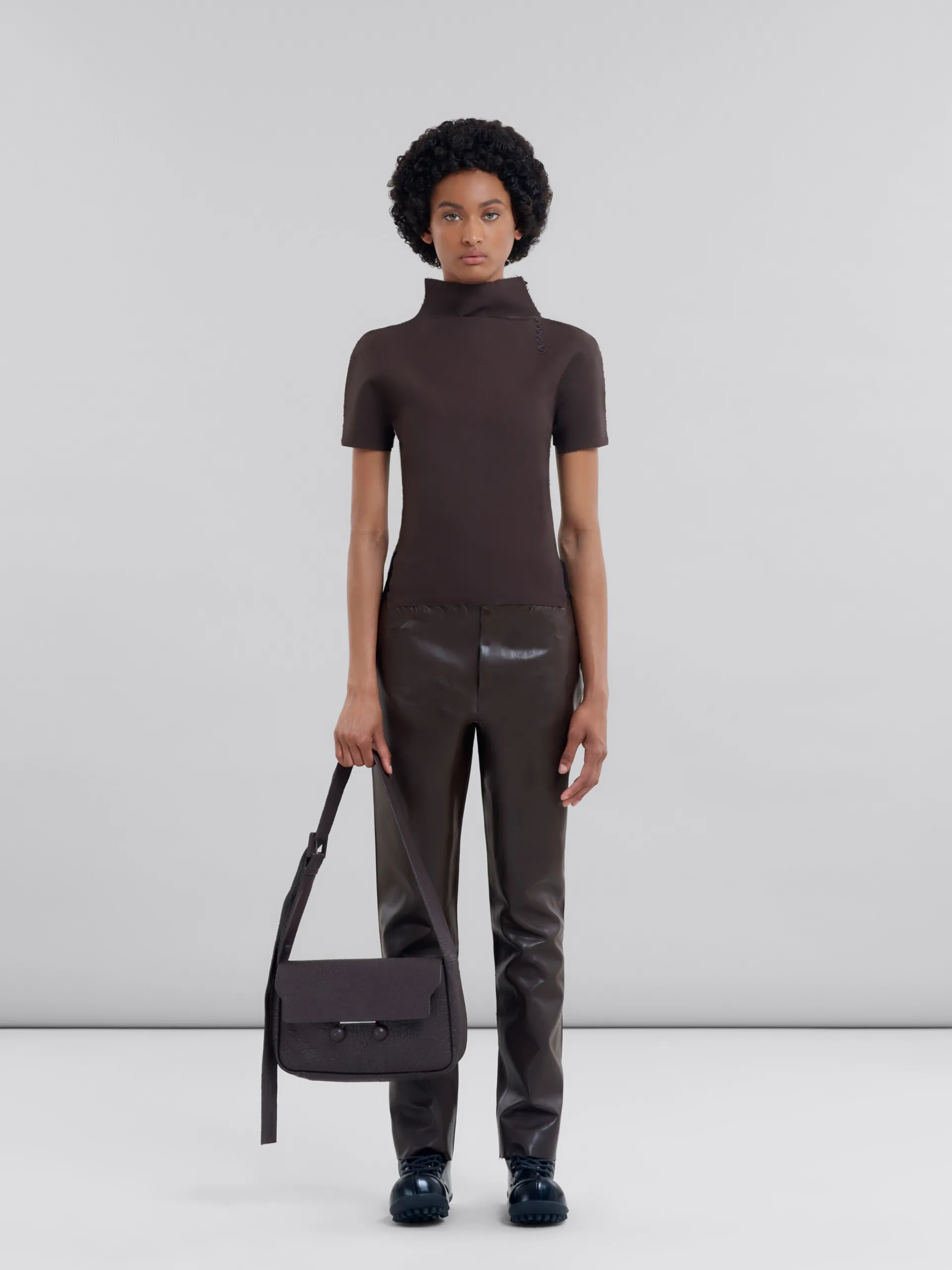 Trunkaroo Bag | Shoulder Bags>Marni Brown Nappa Medium Trunkaroo Soft Bag COFFEE