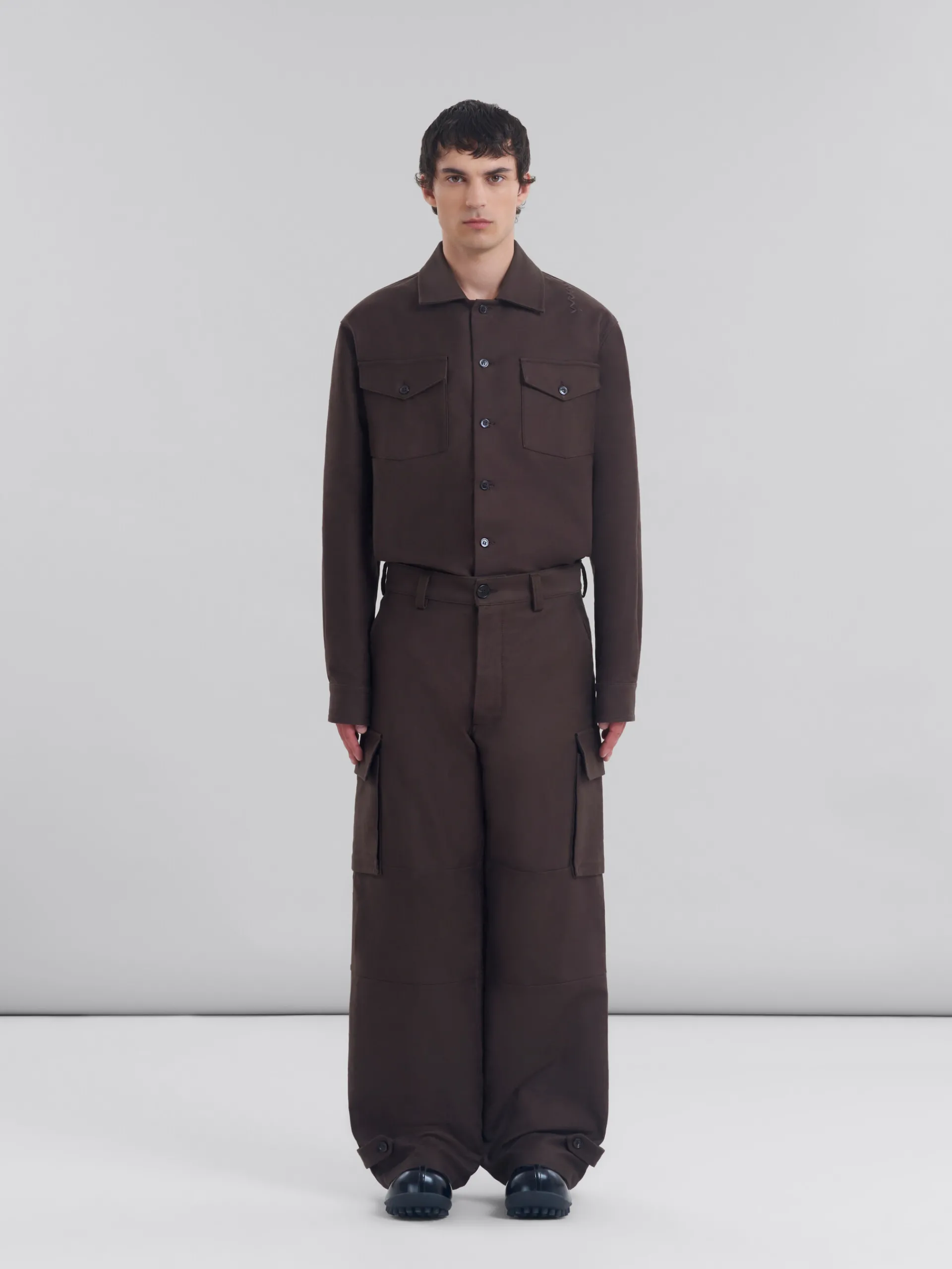 Matching Sets | Pants>Marni Brown Organic Cotton Cargo Trousers MOCA
