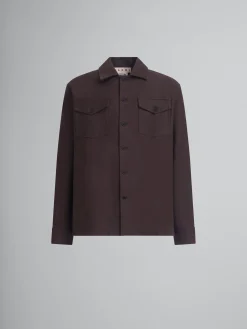 Matching Sets | Tops & T-Shirts>Marni Brown Organic Cotton Satin Shirt MOCA