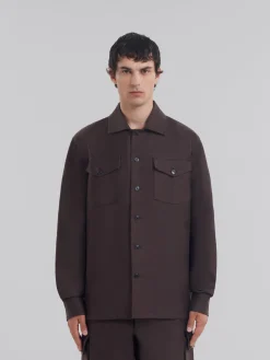 Matching Sets | Tops & T-Shirts>Marni Brown Organic Cotton Satin Shirt MOCA