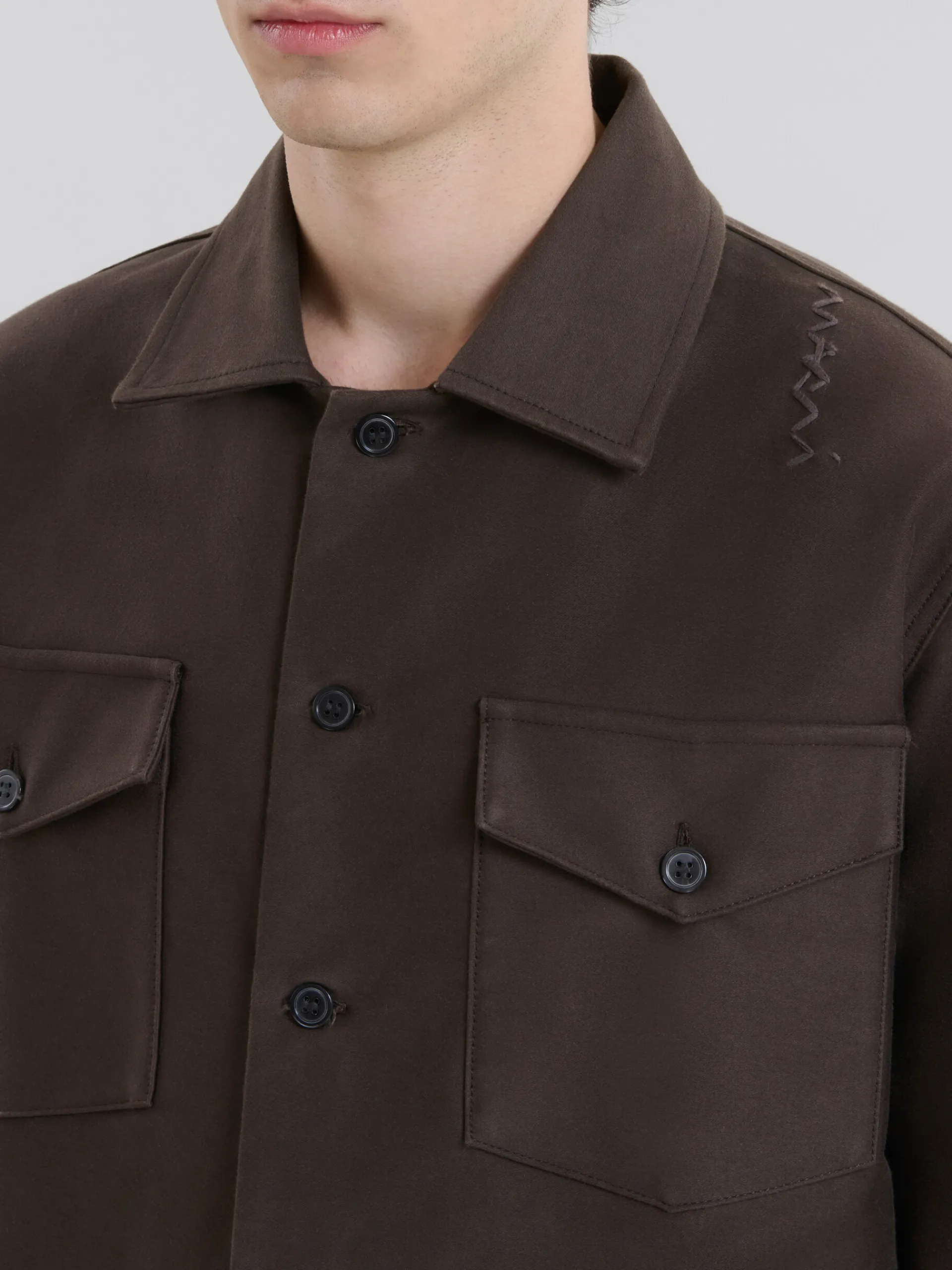 Matching Sets | Tops & T-Shirts>Marni Brown Organic Cotton Satin Shirt MOCA