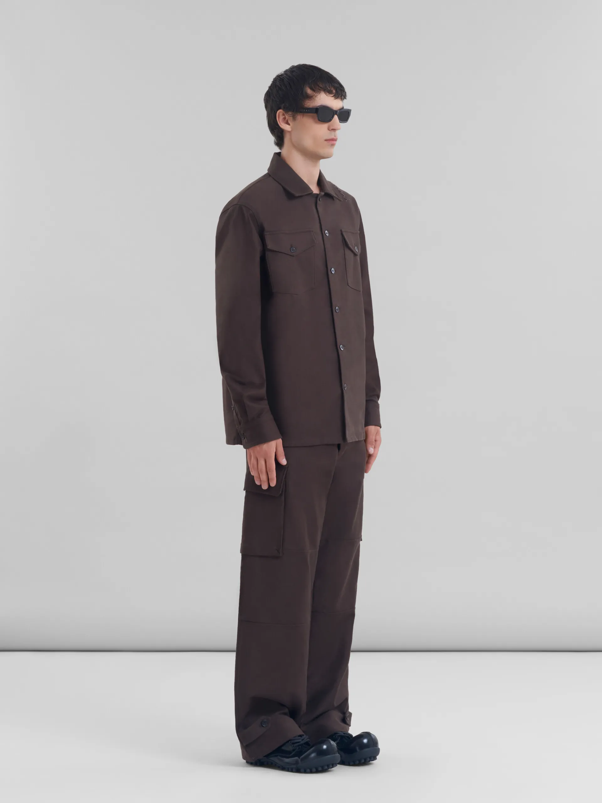 Matching Sets | Tops & T-Shirts>Marni Brown Organic Cotton Satin Shirt MOCA
