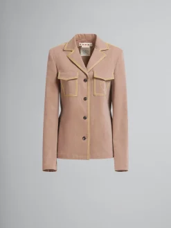 Matching Sets | Denim>Marni Brown Organic Denim Blazer With Contrast Stitching RAISIN