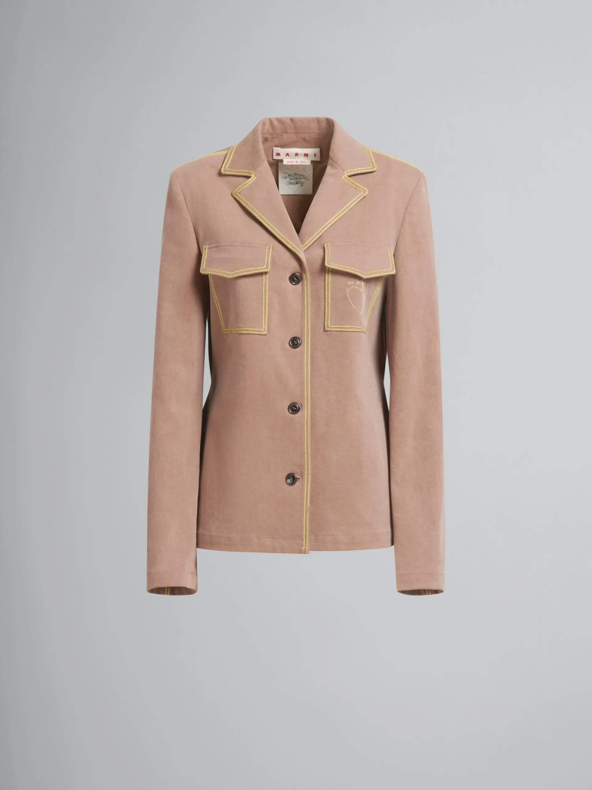 Matching Sets | Denim>Marni Brown Organic Denim Blazer With Contrast Stitching RAISIN
