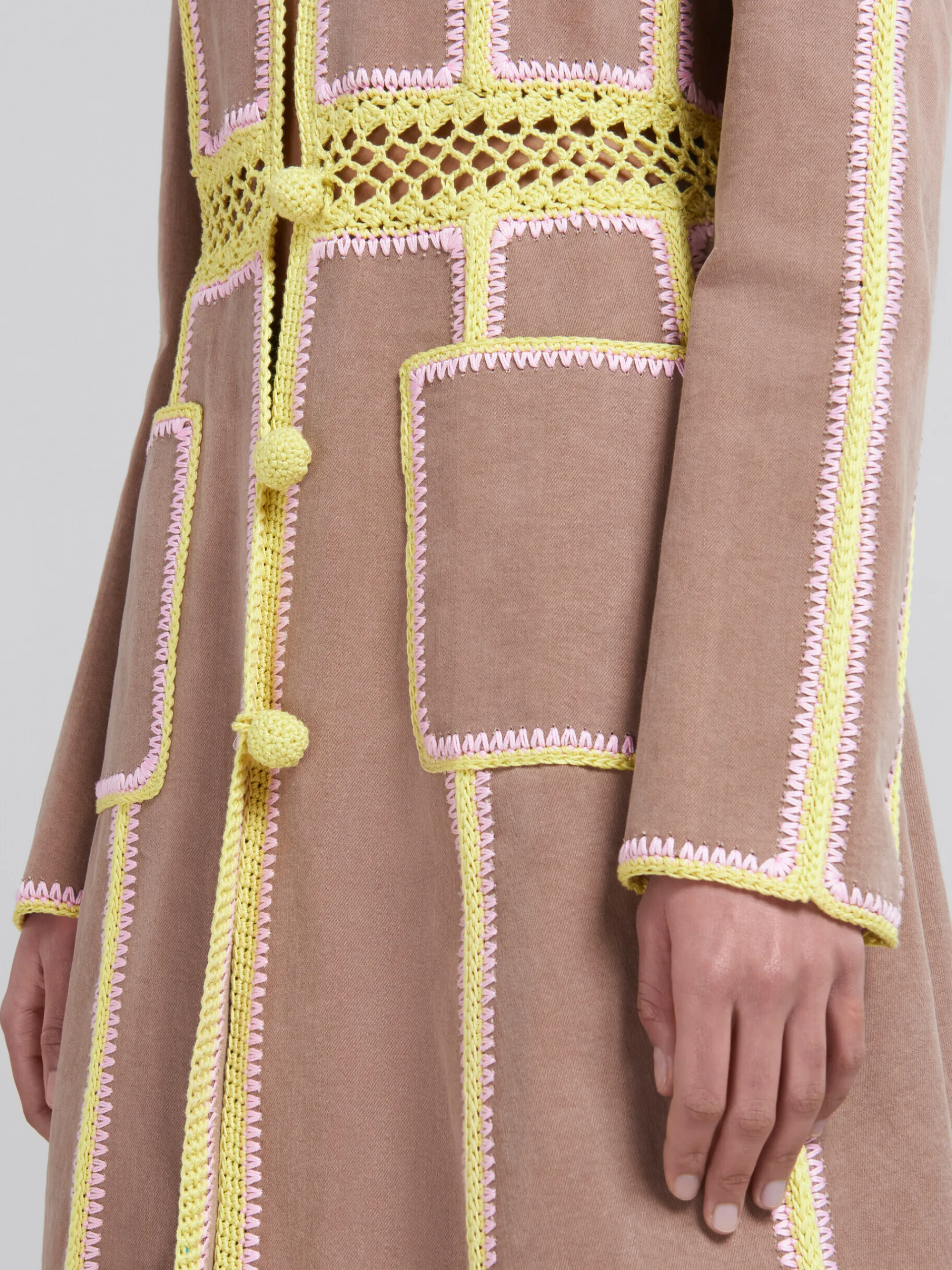 Denim | Coats & Jackets>Marni Brown Organic Denim Coat With Crochet Details RAISIN