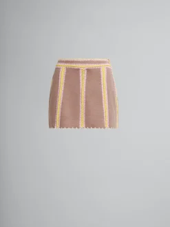 Denim | Skirts>Marni Brown Organic Denim Mini Skirt With Crochet Details RAISIN