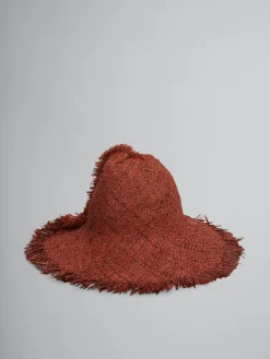 Hats>Marni Brown Raffia Hat With Fringed Brim COGNAC
