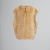 Coats & Jackets>Marni Brown Shaved Shearling Hooded Gilet NOMAD/BEIGE