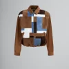 Coats & Jackets>Marni Brown Suede And Leather Patchwork Jacket NATURAL/MOKA