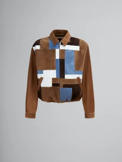 Coats & Jackets>Marni Brown Suede And Leather Patchwork Jacket NATURAL/MOKA