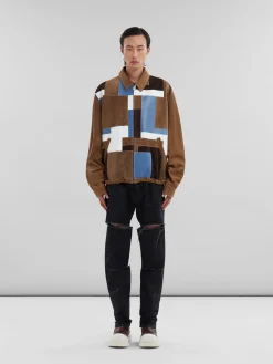 Coats & Jackets>Marni Brown Suede And Leather Patchwork Jacket NATURAL/MOKA
