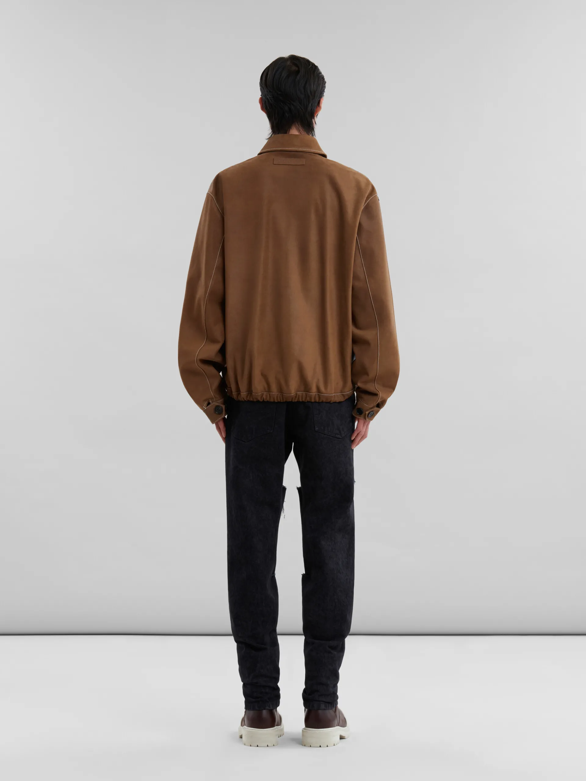 Coats & Jackets>Marni Brown Suede And Leather Patchwork Jacket NATURAL/MOKA
