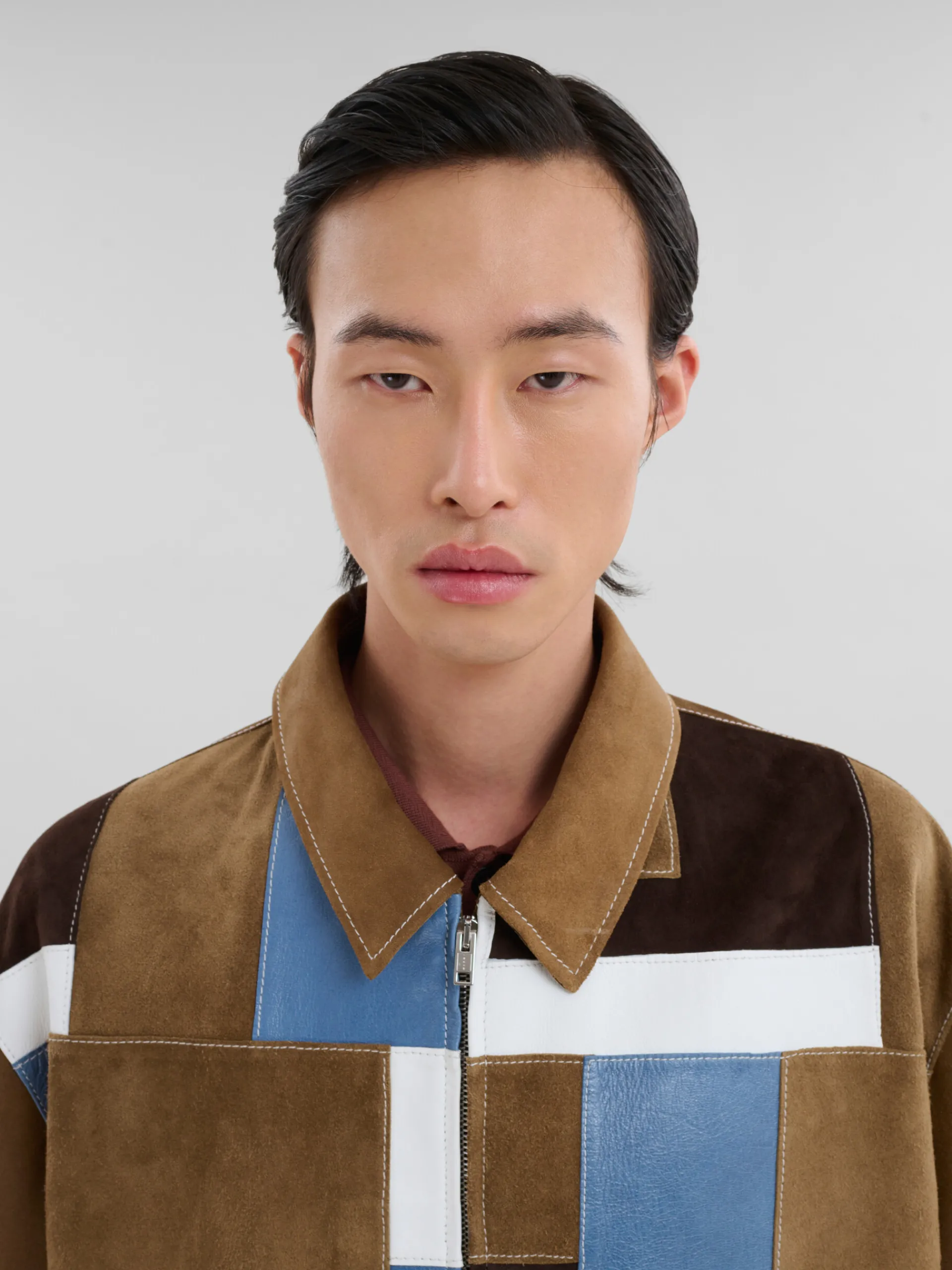 Coats & Jackets>Marni Brown Suede And Leather Patchwork Jacket NATURAL/MOKA