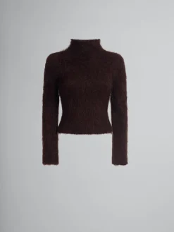 Knitwear>Marni Brushed Brown Mohair Turtleneck CHESTNUT