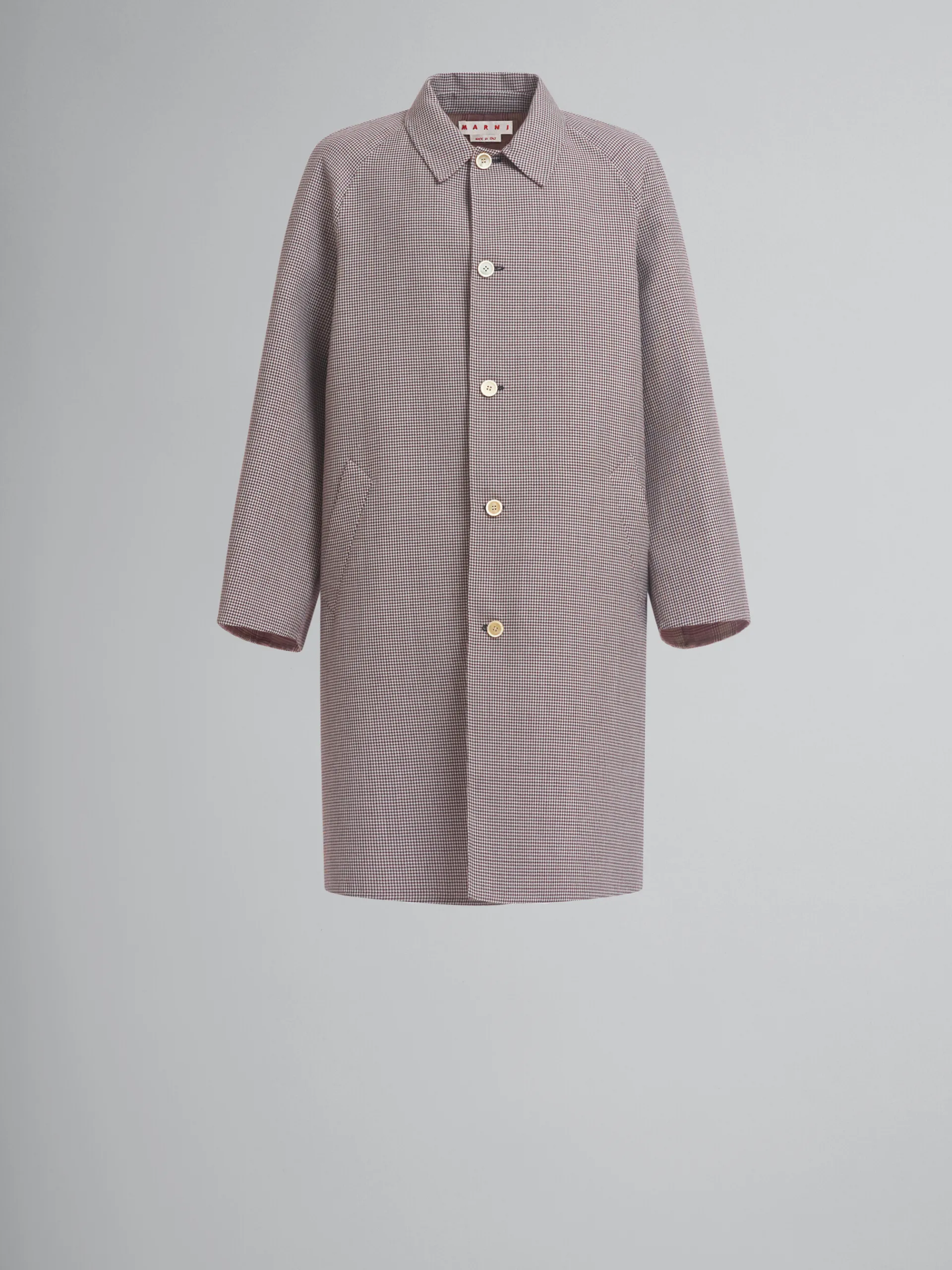 Coats & Jackets>Marni Burgundy Checked Wool Single-breasted Coat BLACKCHERRY
