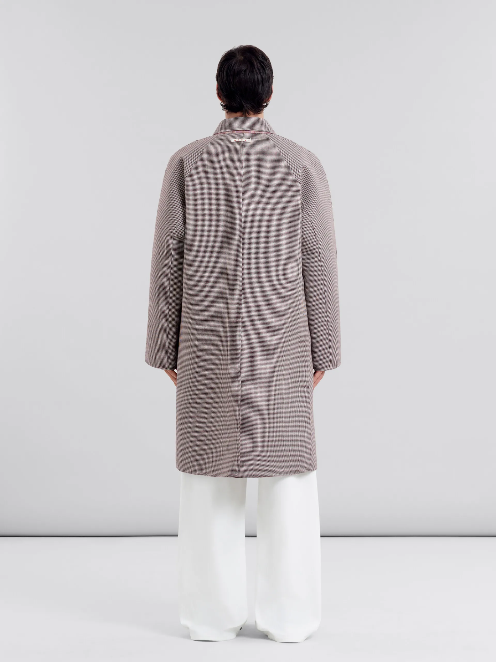 Coats & Jackets>Marni Burgundy Checked Wool Single-breasted Coat BLACKCHERRY