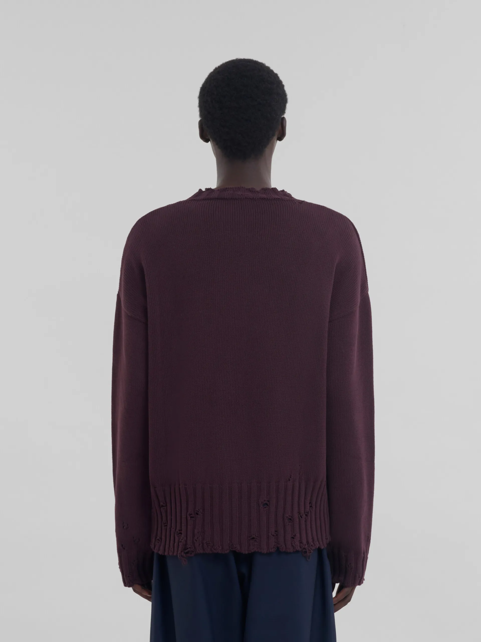 Knitwear>Marni Burgundy Cotton Crewneck Sweater DARKRAISIN