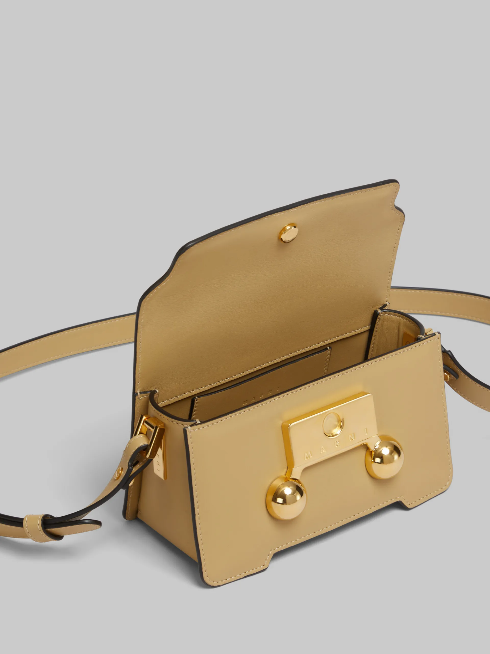 Trunkaroo Bag | Crossbody Bags>Marni Camel Leather Trunkaroo Mini Shoulder Bag NOMAD/BEIGE
