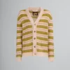 Knitwear>Marni Camel Striped Mohair Cardigan LIGHTCAMEL