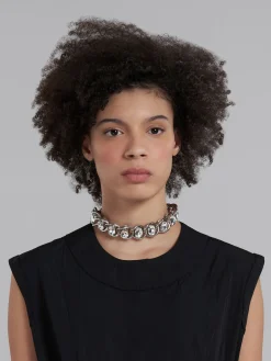 Necklaces>Marni Chunky Chain Necklace With Rhinestones GLASS