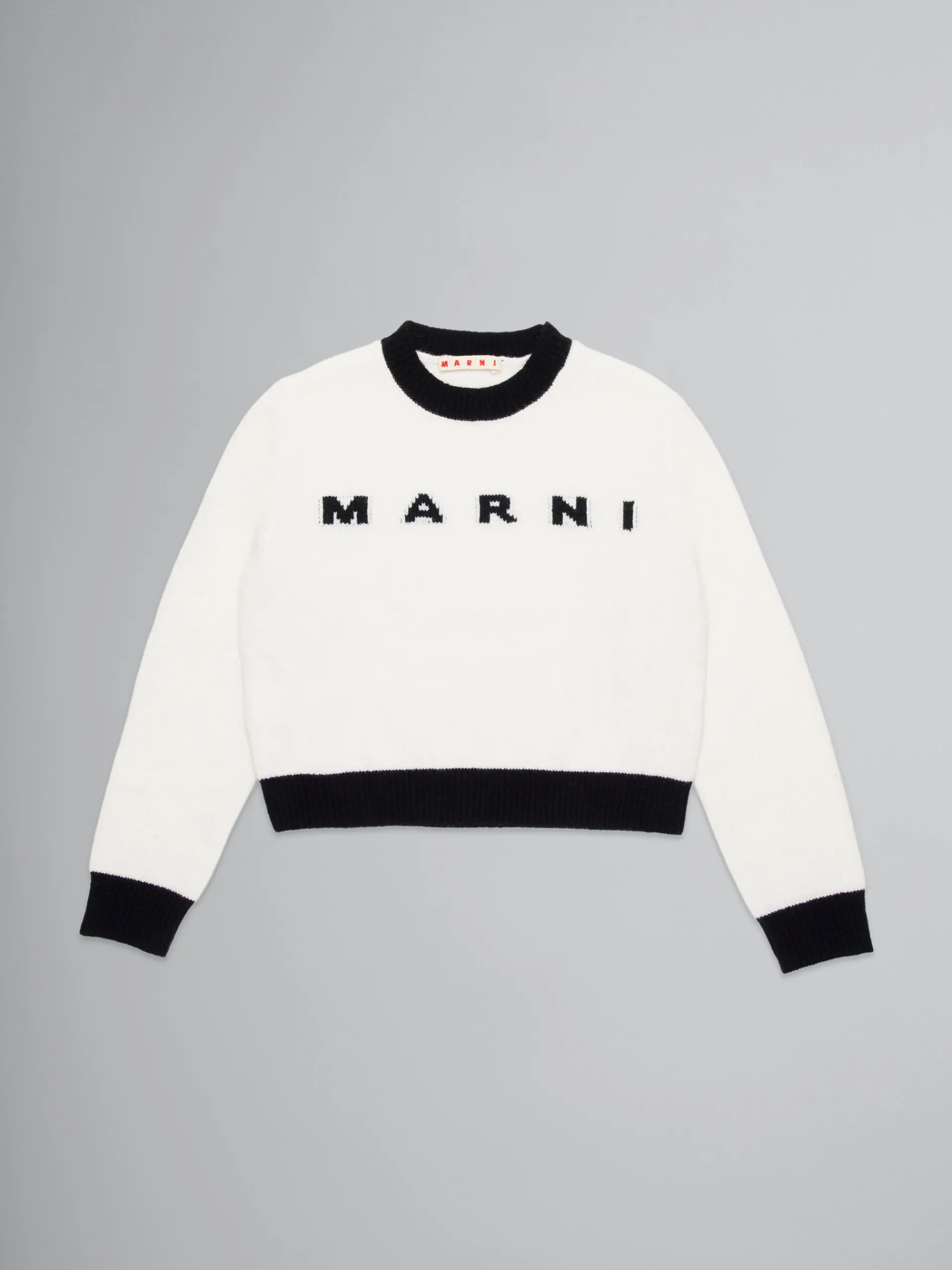Kids>Marni Colorblock Wool-cashmere Blend Crewneck Sweater NATURAL