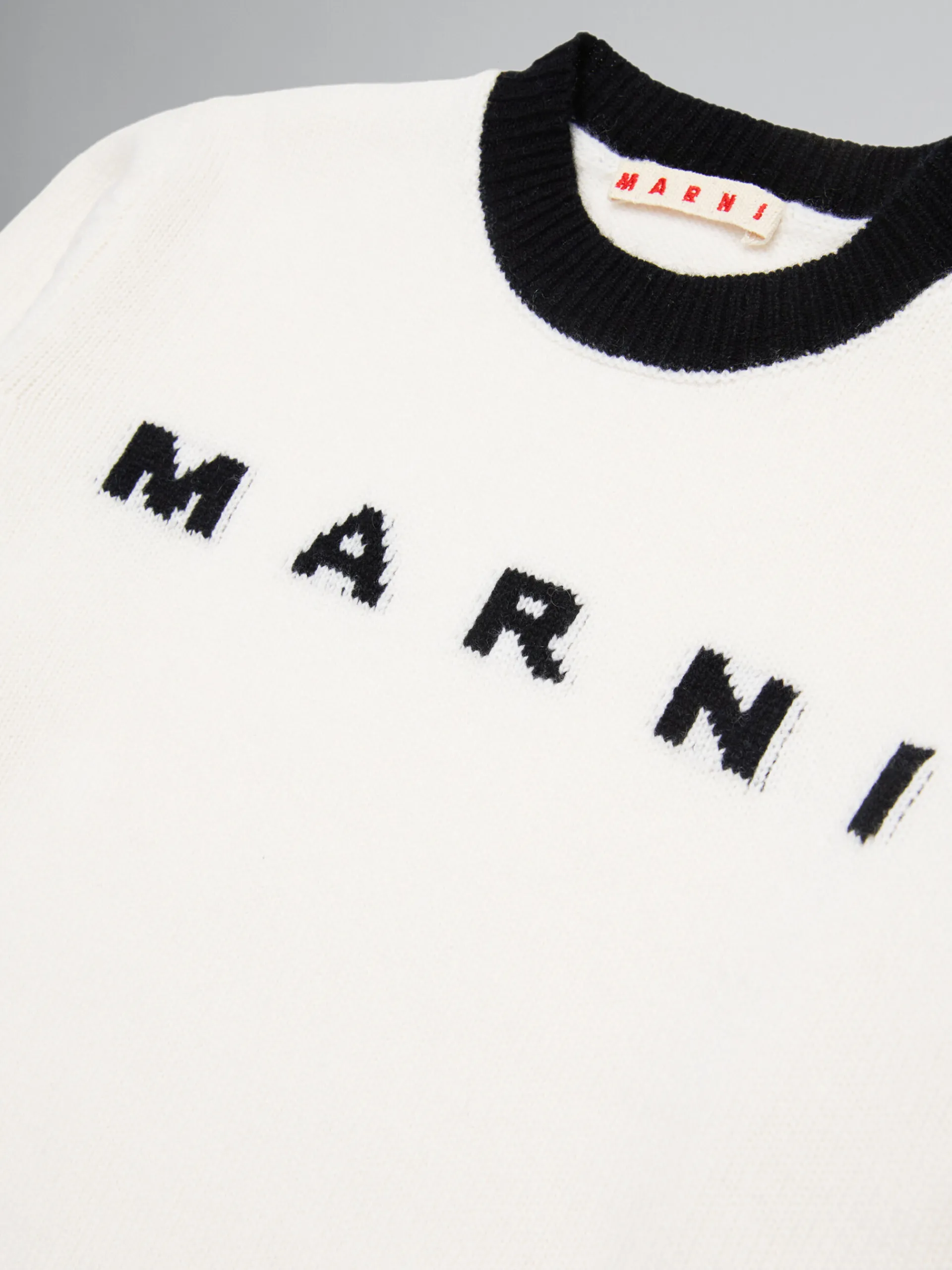 Kids>Marni Colorblock Wool-cashmere Blend Crewneck Sweater NATURAL