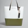 Tote Bags | Tote Bags>Marni Colour-block Shopping Bag LILY WHITE/LEAV GREEN