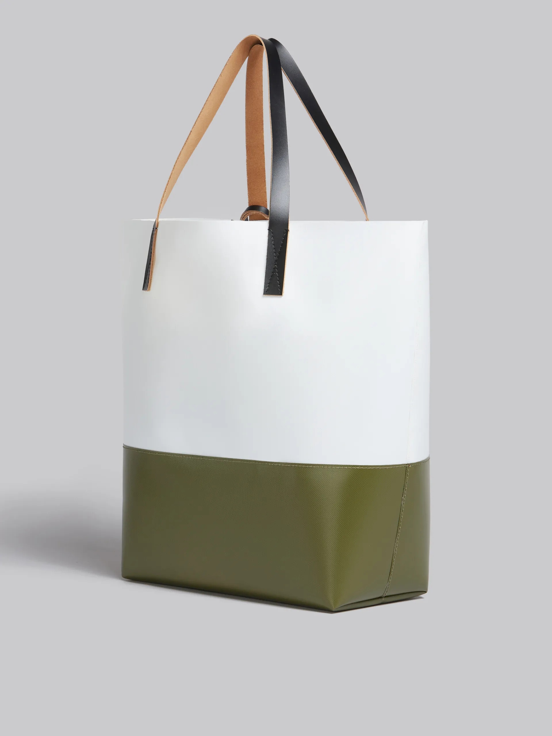 Tote Bags | Tote Bags>Marni Colour-block Shopping Bag LILY WHITE/LEAV GREEN