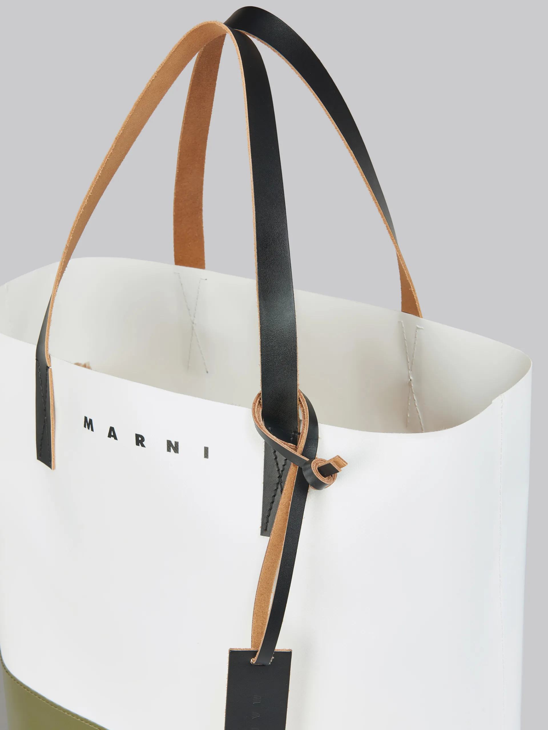 Tote Bags | Tote Bags>Marni Colour-block Shopping Bag LILY WHITE/LEAV GREEN