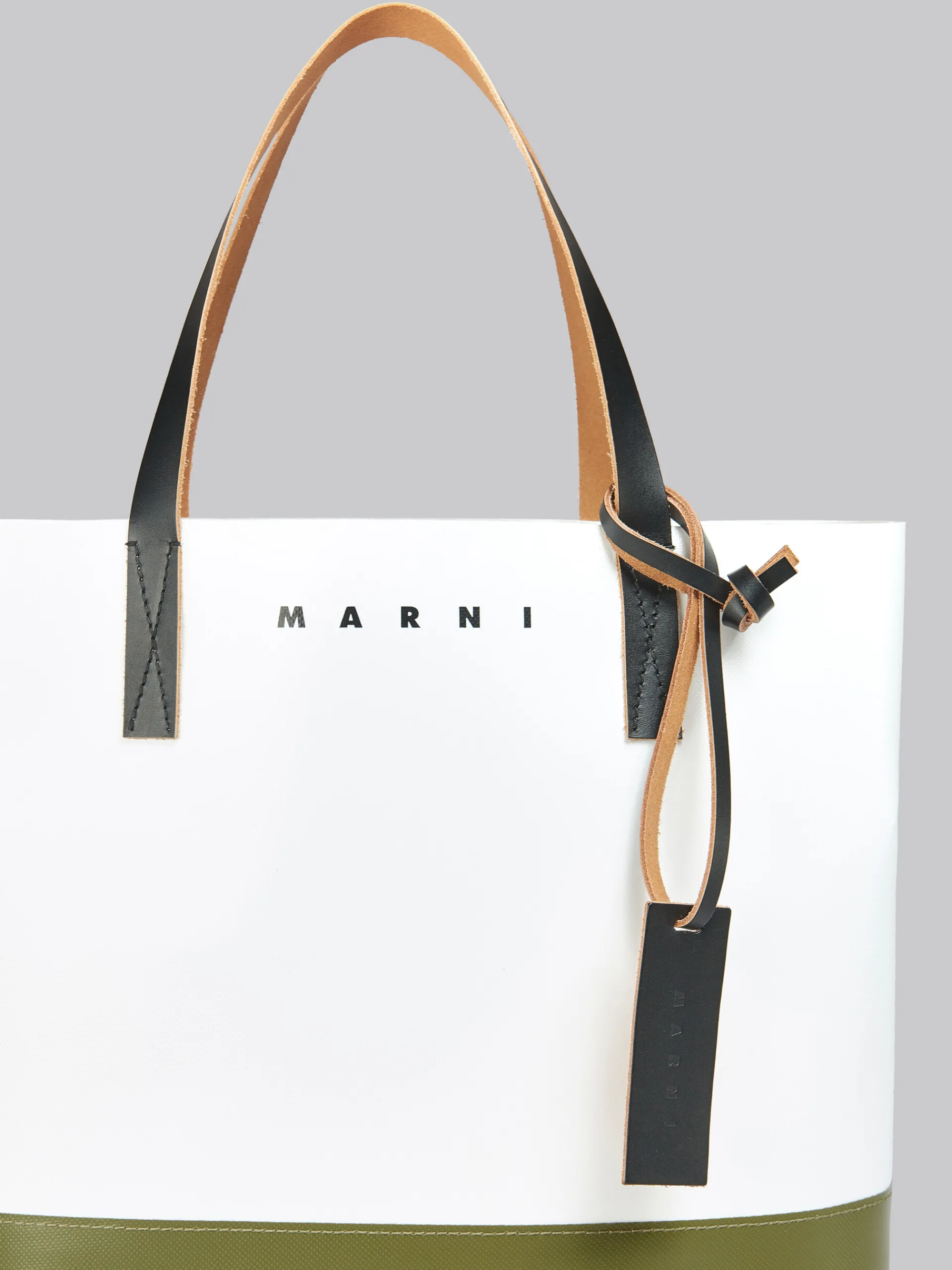 Tote Bags | Tote Bags>Marni Colour-block Shopping Bag LILY WHITE/LEAV GREEN
