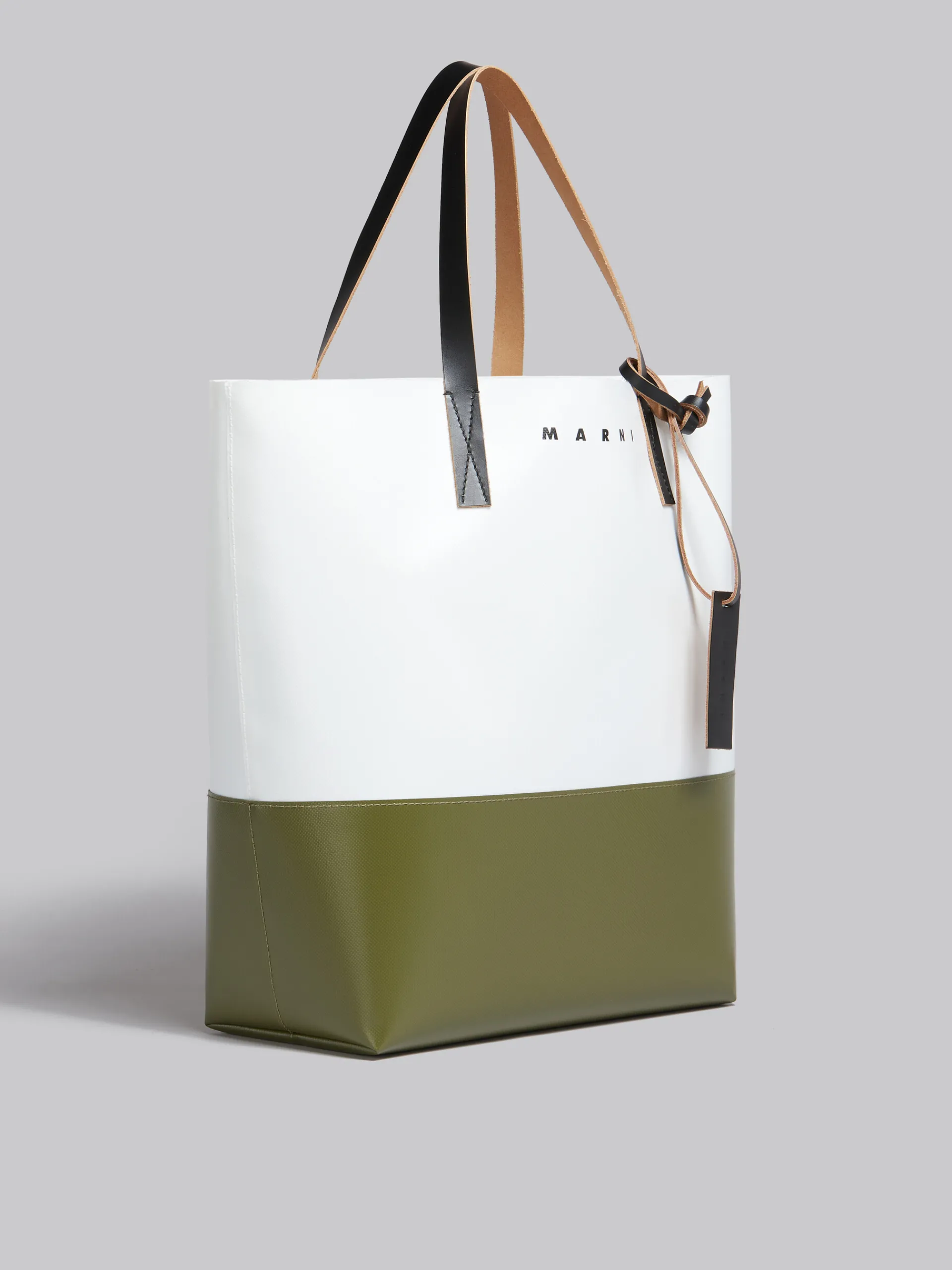 Tote Bags | Tote Bags>Marni Colour-block Shopping Bag LILY WHITE/LEAV GREEN