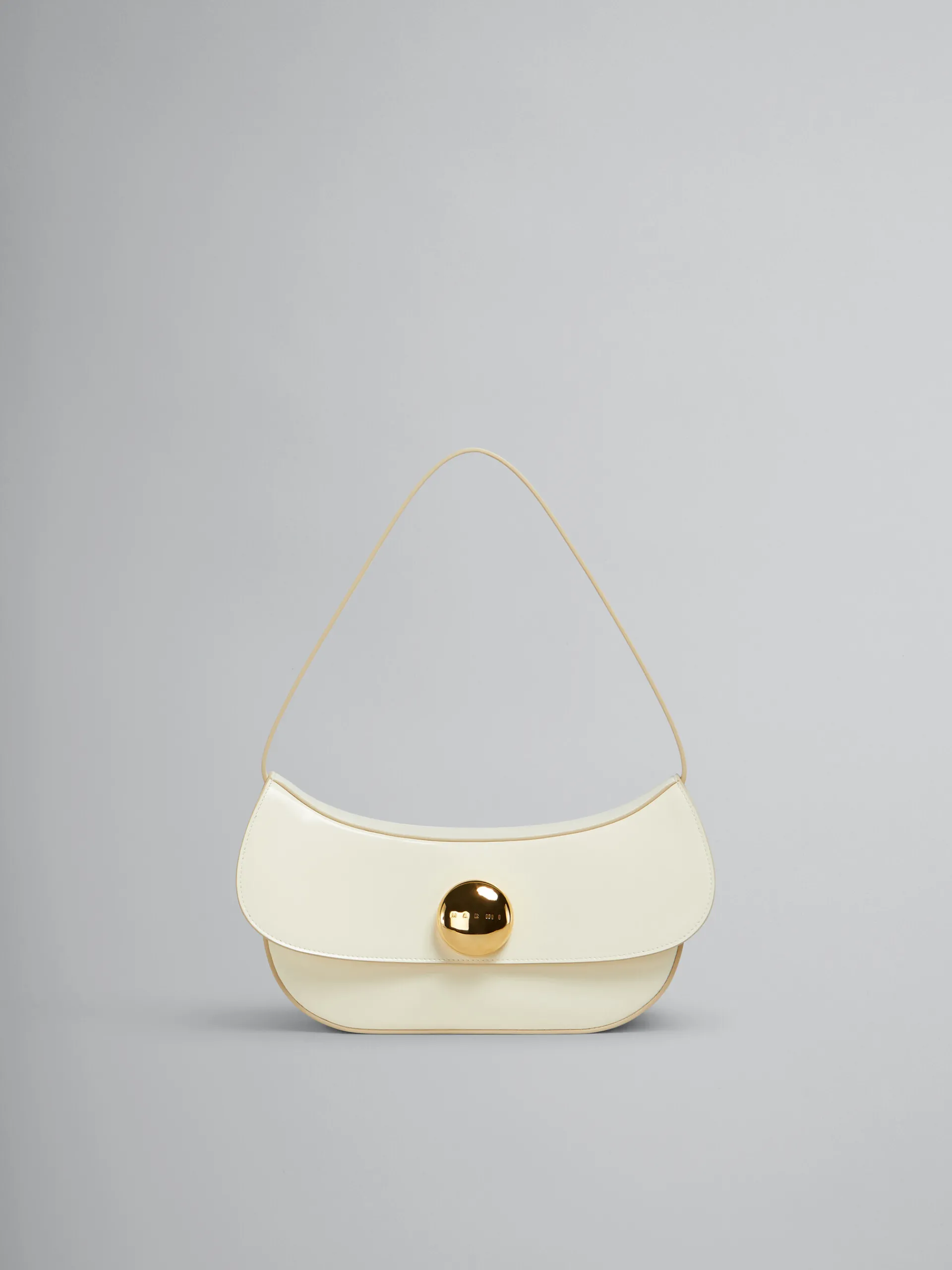 Shoulder Bags>Marni Cream Leather Butterfly Medium Hobo Bag SHELL