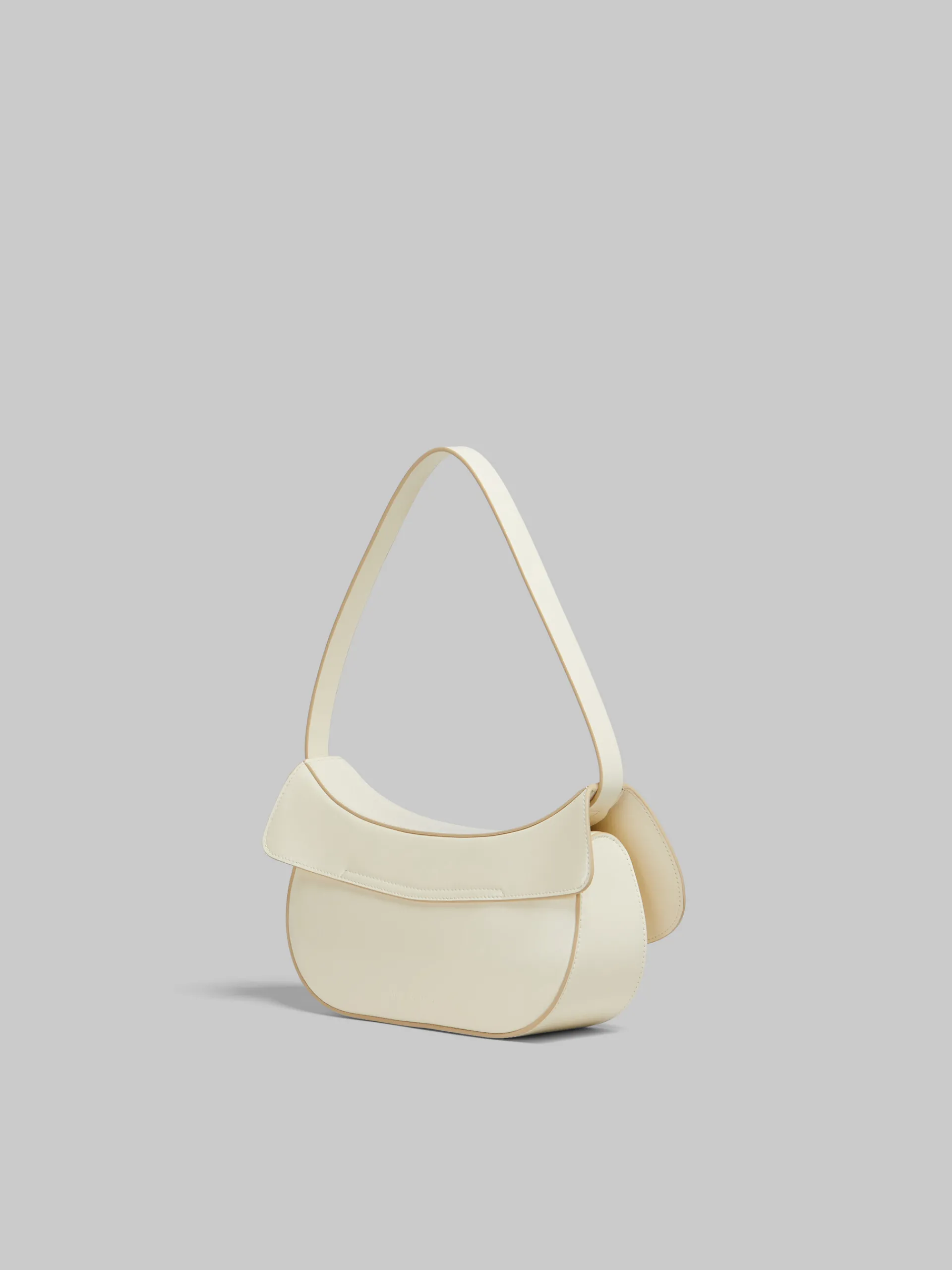 Shoulder Bags>Marni Cream Leather Butterfly Medium Hobo Bag SHELL