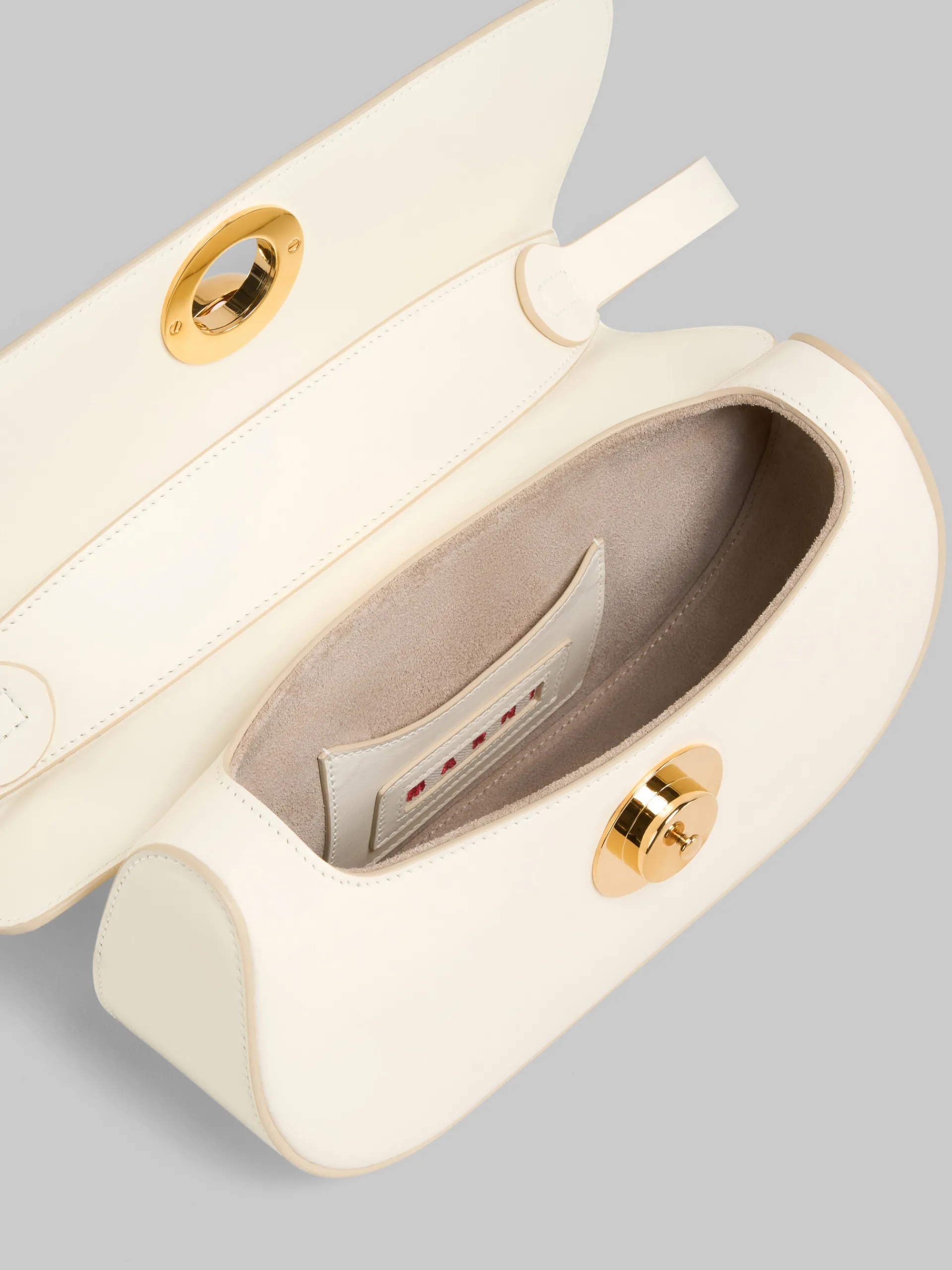 Shoulder Bags>Marni Cream Leather Butterfly Medium Hobo Bag SHELL